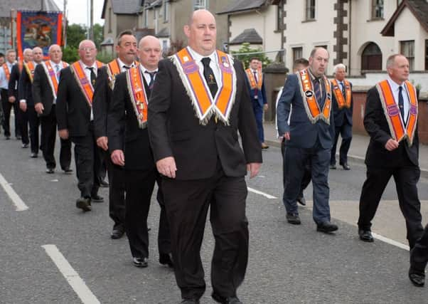 Parading through Ballymena during the Mini Twelfth. INBT28-212AC